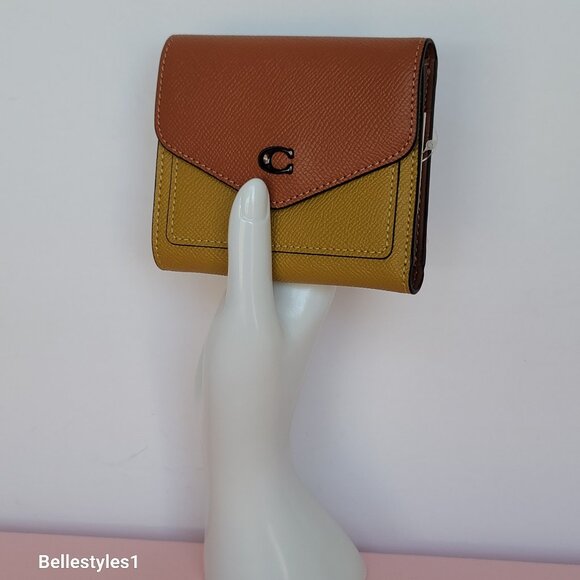 COACH Wyn Colorblocked Crossgrain Leather Small Tri-fold Wallet- Flax Multi🎈$89 - Picture 5 of 16